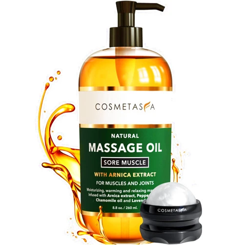 Cosmetasa Massage Oil for Sore Muscles with Roller Ball - Soothes Joints & Muscles with Arnica, Lavender Oil, Peppermint Oil & Chamomile Extract