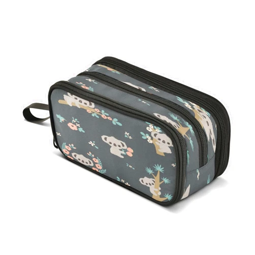 SUABO Big Capacity Pencil Case Cute Koala 3 Compartment Pen Bag Pouch Holder Box for Office College School Portable Storage Bag for Kids