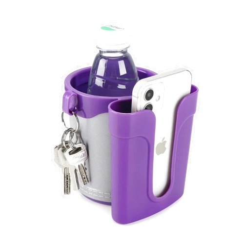 Accmor 3-in-1 Bike Cup Holder with Cell Phone Keys Holder, Bike Water Bottle Holders, Universal Bar Drink Cup Can Holder for Bicycles, Motorcycles, Scooters, Grey Purple