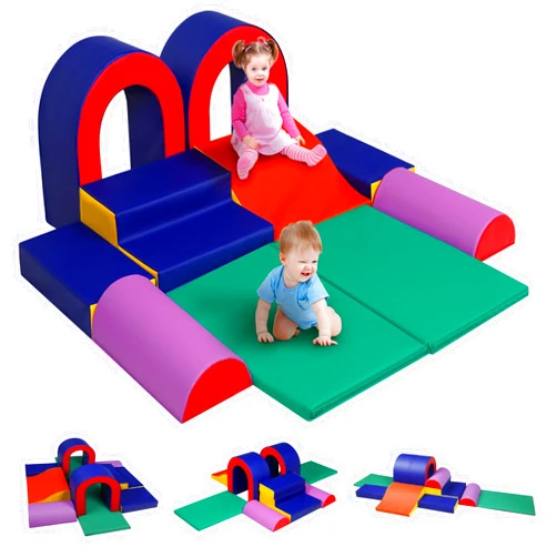 Kinder King Climb and Crawl Activity Play Set, 10-Piece Soft Foam Block for Climbing, Crawling and Sliding, Indoor Climber for Toddlers and Kids, Baby Infant Lightweight Climbing Toys