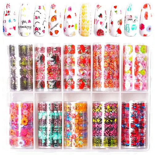 Makartt Nail Foil Sheets 10 Rolls Thanksgiving Valentine Theme Nail Sticker Kit, Nail Foil Transfer Sheets DIY Nail Art Foil Stickers Decorations Nail Supplies Nail Design for Women