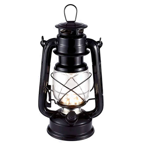 WisHomee Vintage LED Hurricane Lantern, Warm White Battery Operated Lantern, Antique Metal Hanging Lantern with Dimmer Switch, 15 LEDs, 150 Lumen for Indoor or Outdoor Usage (Black)