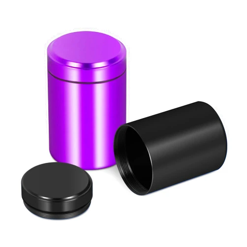 NKTOLEE Aluminum Stash Box Jar, Smell Proof Containers With O Rubber Ring, Multipurpose Storage Container for Spices, Coffee & Teas （Black+Purple）