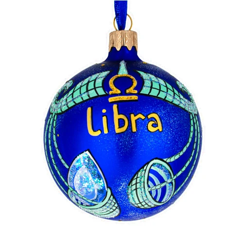 BestPysanky Libra Zodiac Horoscope Sign Glass Ball Christmas Ornament 3.25 Inches