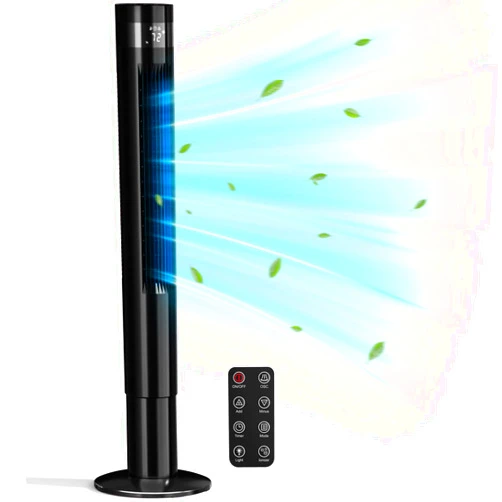 Antarctic Star 43 inch Tower Fan Portable Electric Oscillating Fan Quiet Remote Control Bladeless Floor Fan 3-Spped Wind Mode 12H Timer Bedroom Office Black