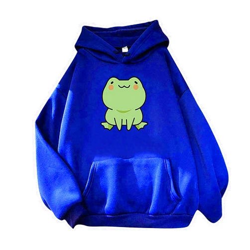 Attine Cute Frog Hoodie for Womens 2024 Long Sleeve Patchwork Sweatshirts Kawaii Frog Graphic Pullover with Pocket