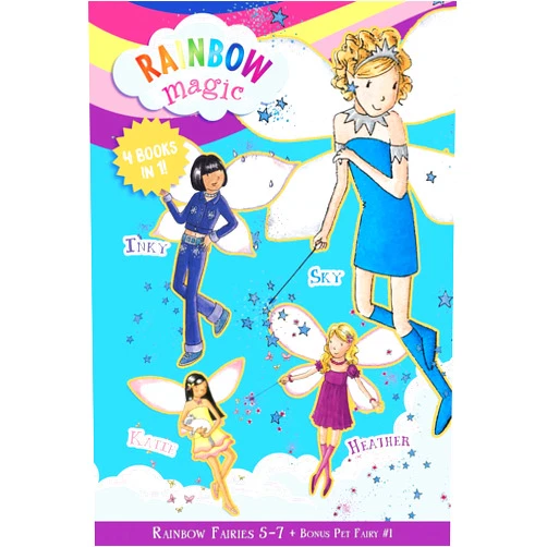 By Daisy Meadows (Author), Georgie Ripper (Illustrator) Rainbow Magic Rainbow Fairies: Books #5-7 with Special Pet Fairies Book #1: Sky the Blue Fairy, Inky the Indigo Fairy, Heather the Violet Fairy, Katie the Kitten Fairy
