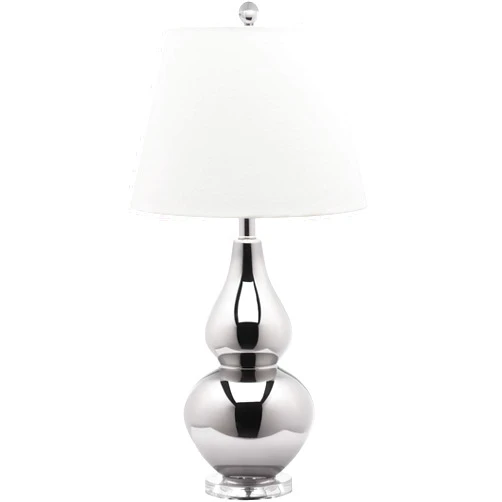 SAFAVIEH Lighting Collection Cybil Modern Contemporary Silver Double Gourd Bedroom Living Room Home Office Desk Nightstand Table Lamp (LED Bulbs Included)