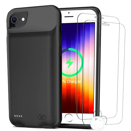 BOVSRT Battery Case for iPhone 7/8/6s/6/SE 2020/SE 3, [10000mAh] Rechargeable Smart Extended Charging Case Compatible with iPhone SE 3/6/6s/7/8/SE 2020 (4.7 inch) Backup Power Battery Pack Charger Case-Black