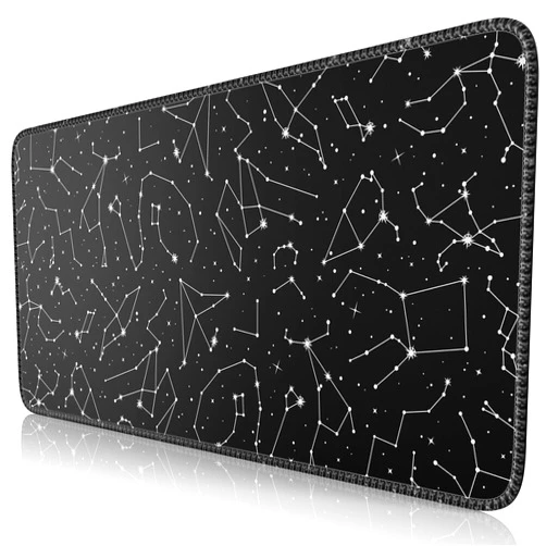 iCasso Black Gaming Mouse Pad, XXL Large Gaming Mousepad, Big Rubber Base Mouse Mat with Stitched Edges, Computer Keyboard Desk Pad for Work, Game, Office, Home(Stars)