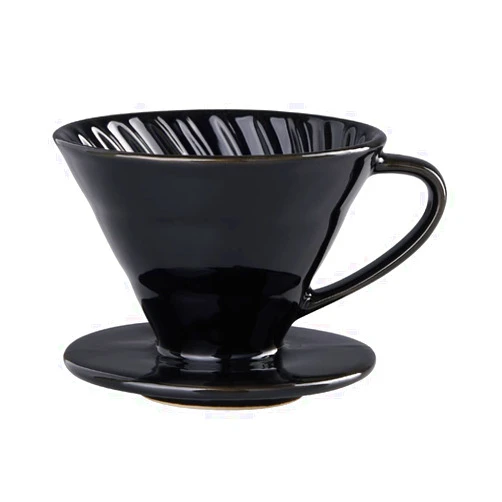 YOLIFE Pour Over Coffee Dripper, Pour Over Cone Coffee Maker, Ceramic, 2 Cup, Black