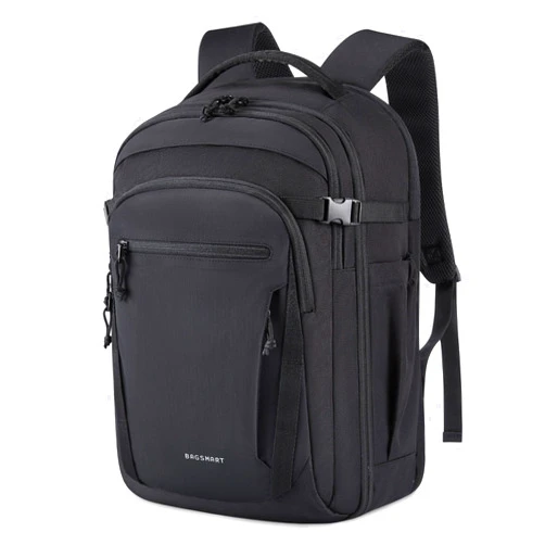 BAGSMART Travel Backpack for Men Women, Carry On Backpack Flight Approved TSA Friendly with USB Charging Hole Lightweight Weekender Bag Casual Daypack 17.3 Inch Laptop Business Work Backpack, Black