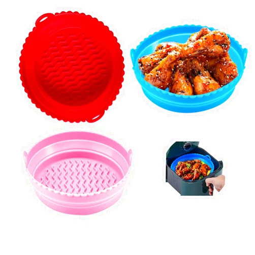 GYDMEG Air Fryer Silicone Pot 3 Pcs, 7.5 inch Reusable Air Fryer Silicone Basket, Food Safe for 3 to 5 Qt Air fryers Oven Accessories, Replacement of Parchment Paper Liners (3 pcs)