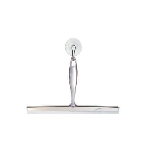 InterDesign iDesign Zia Metal and Plastic Bathroom Squeegee for Shower, Glass Doors, Floors, Mirrors, with Suction Hook Holder , 12 Inches, Clear and Stainless Steel