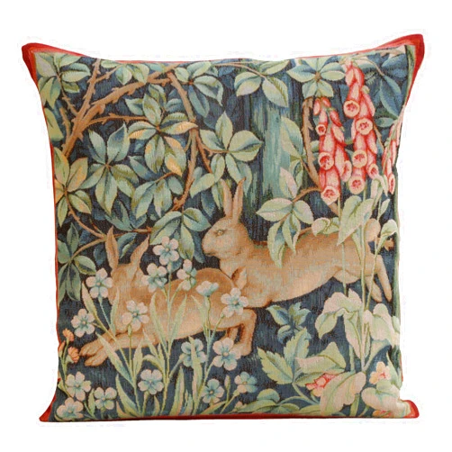 C Charlotte Home Furnishings Inc Charlotte Home Furnishings Decorative Tapestry Pillow Cover 19x19 in, Green Hares Couch Throw Pillow Cover, French Country Square Cushion Cases for Living Room Home Decor, Soft Cotton Jacquard Woven