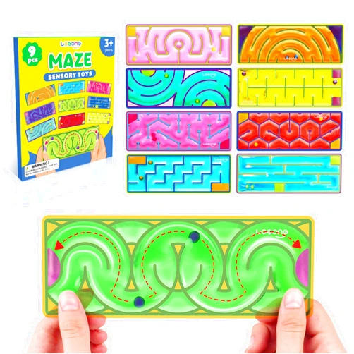 LESONG Sensory Fidget Toys for Kids: 9 Pack Squishy Gel-Filled Sensory Maze for Autism Calming - Fidget Toys for Classroom Calm Down Corner Travel - Gifts for Easter Basket Stuffers School Prizes