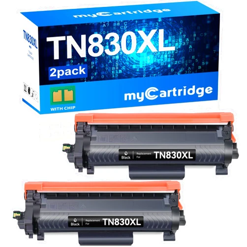 myCartridge Compatible Replacement for Brother TN830XL TN830 TN-830XL Toner for Brother Printer for HL-L2460DW DCP-L2640DW HL-L2405W MFC-L2820DW HL-L2400D HL-L2480DW MFC-L2820DWXL ,TN830XL 2PK