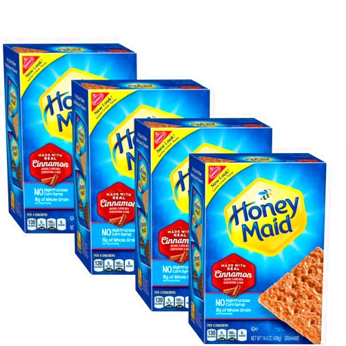 TAOindustry Honey Maid Cinnamon Graham Crackers, 14.4 Oz - Classic Crunchy Snack - Pack of 4