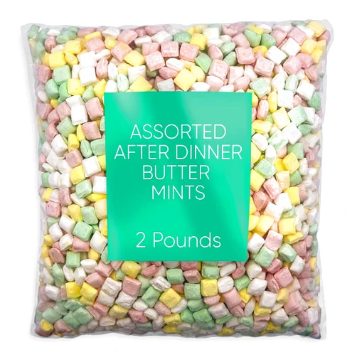 CHAIN & JO SWEETS Assorted After Dinner Mints Candy Bulk - 2 Pounds Approx 250 Pillow Cube Candy Pastel Mints Soft Candy Pack - After Dinner Mints Pastel - Birthday Bag Candy Pack Mint Assorted Soft Mints Butter Mints Candy Soft Butter Taste - Smooth and Melty Candy