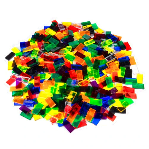 Bulk Dominoes Plastic Bulk 100pcs – Building and Stacking and Chain Reaction Toppling STEAM Toy Blocks for Kids (Clear Mix)