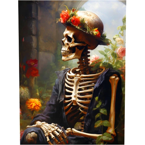 CHOSIGHT 5D Diamond Art Painting Skeleton Kit - DIY Paint with Diamond Art Flower Round Full Drill Craft, Home Decor Embroidery Set with Canvas, Tools, Sparkling Diamonds - 12x16 inch