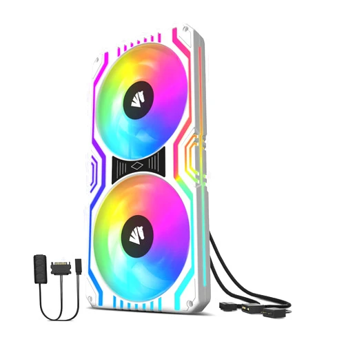 ASIAHORSE Matrix-White 48 Addressable RGB LEDs 240MM All-in-One Square Frame Integrated Fan with MB Sync/Analog Controller, Integrated PWM Control Fan for Computer Case and Liquid Cooling System