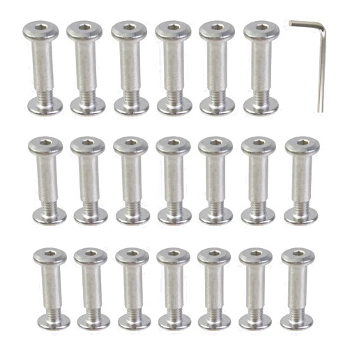 Oedema 20 Sets M5×8mm Silver Binding Post Screw Stainless Steel Barrel Nuts and Bolts Φ6×16mm Joint Connector Socket Cap Bolts for Furniture, Photo Album