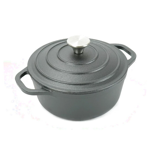 HAWOK Cast Iron Pre-seasoned Mini Dutch oven Dia. 18 cm/7 inch 1.5 Quart with Silicone Bread Sling Black