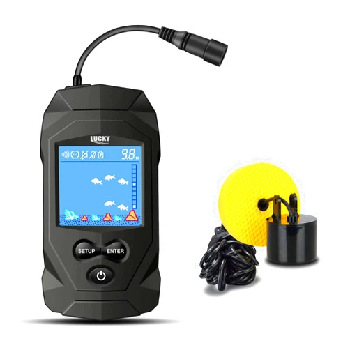 LUCKY Portable Fish Finders Wired Transducer Kayak Fish Finder Kit Portable Depth Finder LCD Display for Kayak Boat Ice Fishing