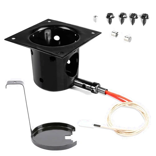 QuliMetal Upgraded Fire Burn Pot and Hot Rod Ignitor Kit Replacement Parts for Traeger, Pit Boss & Camp Chef Pellet Grill Smoker, Durable Fire Burner Pot with Ash Remover, Screws & Fuse, Enamel Fire Pot
