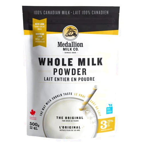 ORTCI Medallion Brand Whole Milk Powder 500g - Dried Milk from Canada, Free of Antibiotics, No rbST or rBGH