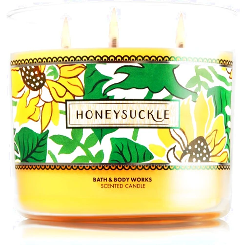 Bath & Body Works Candle 3 Wick 14.5 Ounce 2016 Edition Honeysuckle