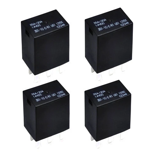 Casalytics 301-1C-C-R1 U01 12VDC Relay - (Set of 4), 5 Pins Automotive Relay SPDT, Multifunctional Relay 12VDC 20A