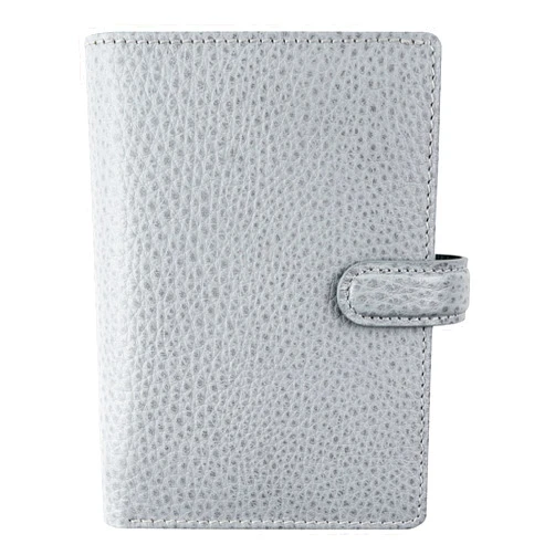 Filofax Finsbury Organizer, Mini Size, Slate Grey - Traditional Grained Leather, Five Rings, Week-to-View Calendar Diary, Multilingual, 2024 (C029508-24)