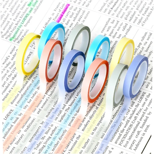 Sliverdew 10 Rolls Highlighter Tape Colored Transparent Marking Sticker Removable Fluorescent Neon Tape Annotation Supplies for Teachers Students Reading Home Office, 0.23inch X 16ft, 5 Color