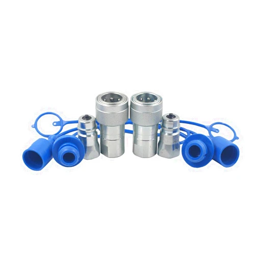 Undercarriage 2-Sets 1/2'' Ag ISO5675 Carbon Steel Hydraulic Quick Connect Tractor Coupling/Coupler Poppet Valve，Pioneer Type, Set w/Dust Cap
