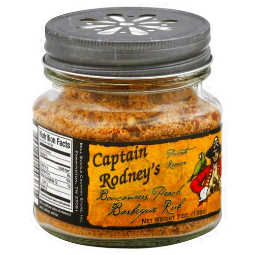 Sattie Captain Rodney's Private Reserve Boucaneer's Rub, Peach Barbeque, 7.0 Ounce