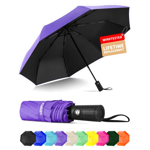 Seniny Windproof Travel Umbrella, Automatic Umbrellas for Rain, Portable & Compact Umbrellas for Backpack, Strong UV for Protection, Folding Small Sun Umbrella for Car, Walking
