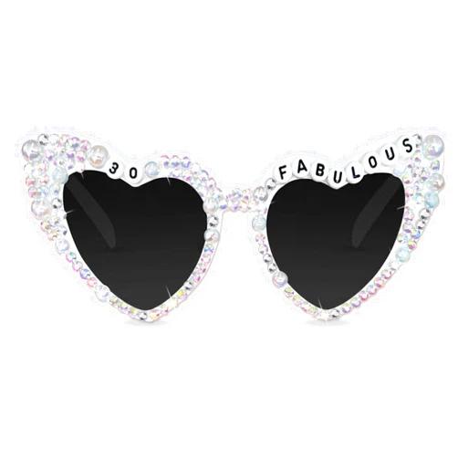 Topfunyy 30th Birthday Glasses for Women-30&Fabulous Shiny Diamond Pearl Sunglasses for Women 30th Birthday Party Decors