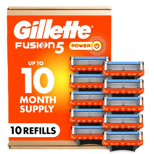 Gillette Fusion5 Power Razor Blades for Men, 5-Blade Razor Refills, 10 Count