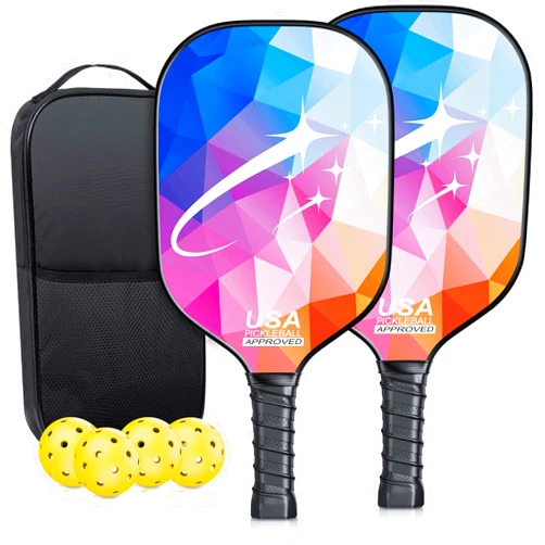Cratth Carbon Fiber Pickleball Paddles Set of 2 USAPA Approved (CFS) Graphite Pickleball Racket 4 Pack Pickleball Racquet Comfort Grip Pickleball Kit Games Equipment with 4-40 Holes Balls 1 Carry Bag