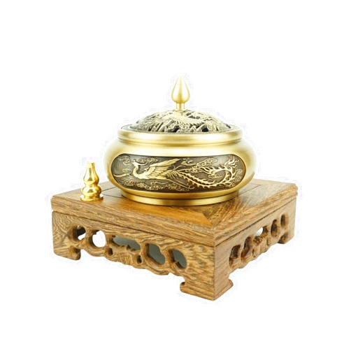 Funmaker Pure Copper Incense Holder Gift Set with Lid Indoor Incense Decoration - Sturdy Burner for Incense (Red)