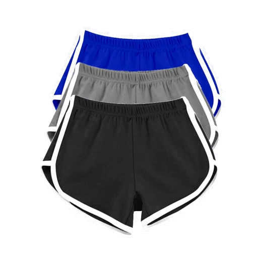 BOXIACEY 3 Pack Sports Shorts for Women Dolphin Hem Sweat Shorts Elastic Waist Yoga Shorts Gym Workout Running Shorts