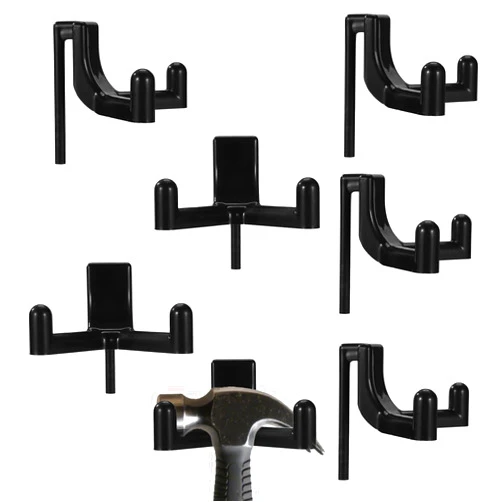 Sinbana 7pcs Storage Shed Hooks for Rubbermaid, Heavy-Duty Sturdy Plastic Tool Hanging Hooks Easy-to-Install Wall Hanger for Outdoor Storage Shed Garage Organizing Tools and Saving Space (Black)