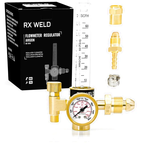 RX WELD Argon Regulator Flowmeter Gas Gauge for Mig Tig Weld