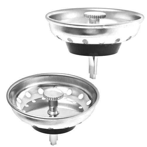Hilltop Products 2 Pack - Kitchen Sink Strainer and Stopper Combo Basket Replacement for Standard 3-1/2 inch Drain, Stainless Steel Basket with Plastic Knob, Rubber Stopper Bottom - Hilltop Products