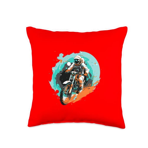 Papagei Tierhalter witzige lustige Sprüche Space Rider with Motorcycle Comic for Men, Women, Children Throw Pillow, 16x16, Multicolor