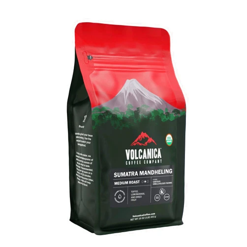 Volcanica Coffee Sumatra Mandheling Coffee, USDA Organic, Medium Roast, Whole Bean, Fresh Roasted, 16-ounce