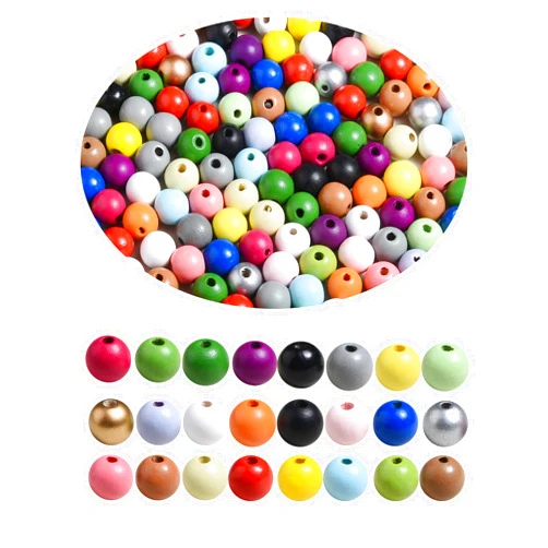 QDXATIVP 230PCS 16mm Colorful Round Wooden Beads for Craft,23 Colors Colored Natual Painted Wood Spacer Loose Beads for Home Party Festival Decoration (Mixed Color 16mm)