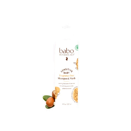 Babo Botanicals Sensitive Baby Fragrance-Free 2-in-1 Shampoo & Wash - Shea Butter, Calendula & Aloe Vera - EWG Verified - Cruelty-Free - Vegan - Pediatrician Tested - For Babies & Kids